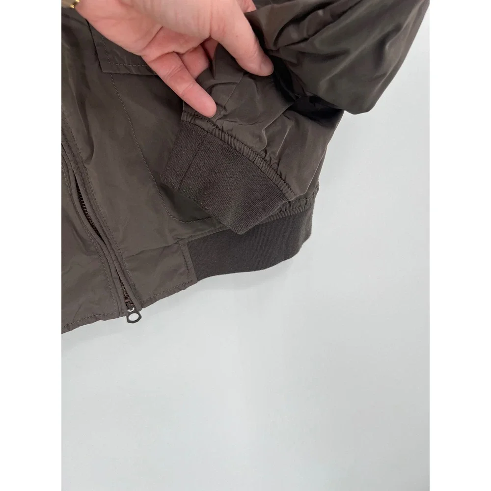 Armani Jeans Men's Bomber Jacket Size S Olive Brown Full Zip Ribbed Trim
